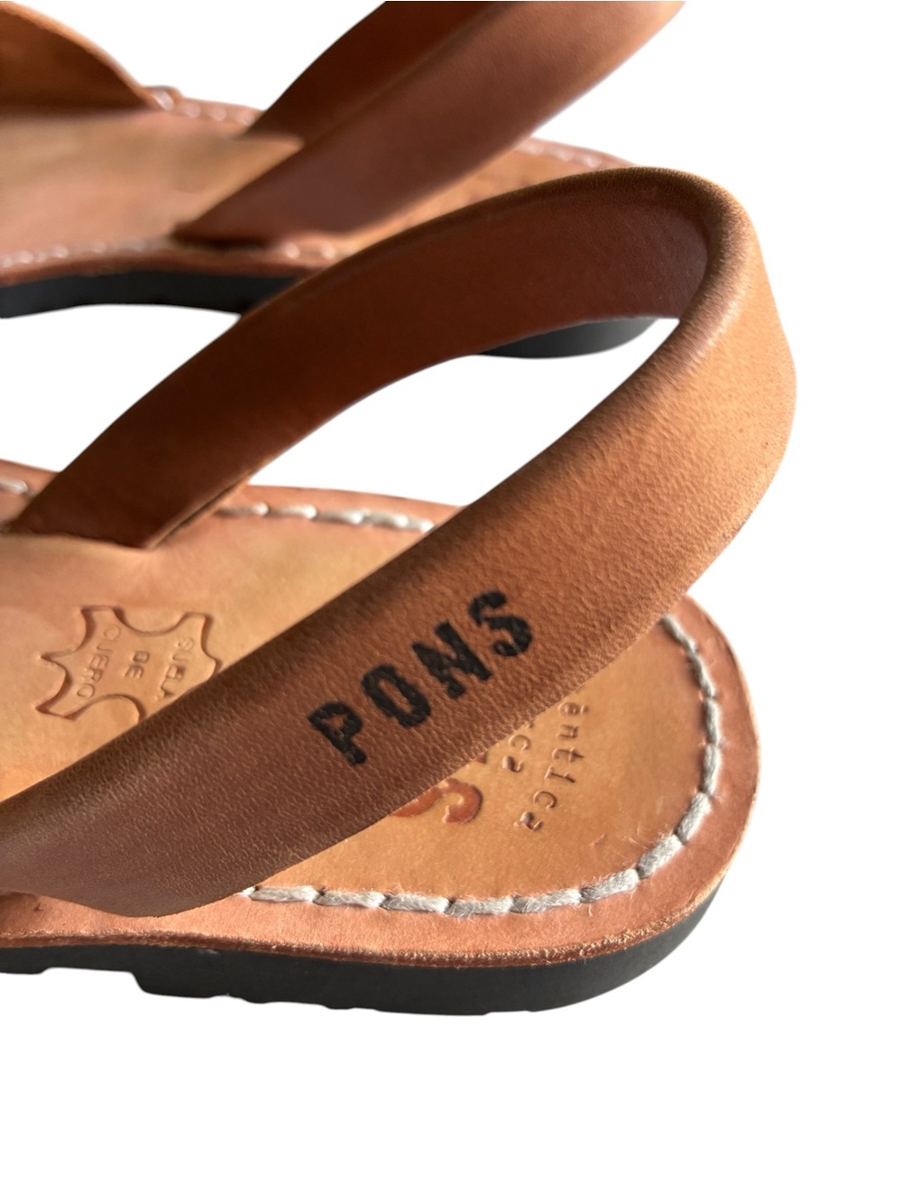 PONS Classic Avarca Menorca Leather Sandals Tan Brown Women’s 7 Spain - Picture 5 of 11